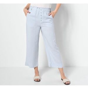 Sidestich button front pull on cropped pants-great w/- sneaks. Multi-season